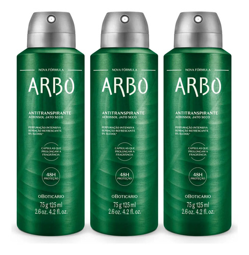 Kit arbo desodorante antitranspirante 75g 3 unidades fragran