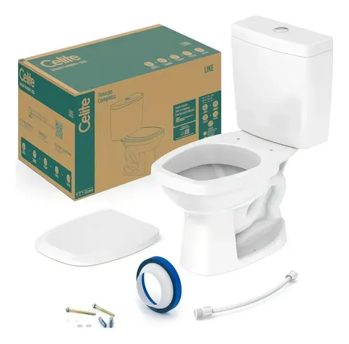 Kit Bacia Celite Com Caixa Acoplada Completo Like Branco