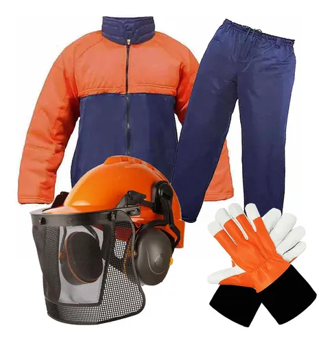 Kit blusao e calca anticorte capacete 3x1 luva motosserrista