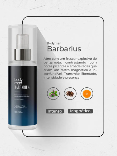 KIT BODY SPLASH MASCULINO BARBARIUS E MIDTOWN 200ML - PRIMACIAL PERFUME FRESCO AMADEIRADO