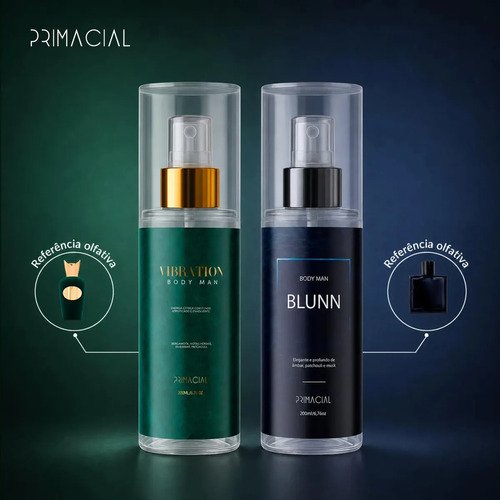 Kit body splash masculino vibration e blunn 200ml primacia