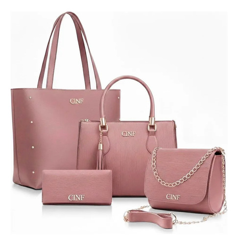 Kit bolsas feminina sacola transversal tira colo carteira co 1