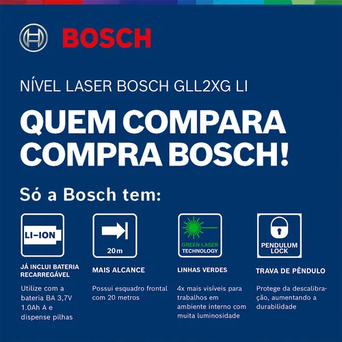 Kit Bosch Nível A Laser Verde Esquadro + Tripé Nível Laser