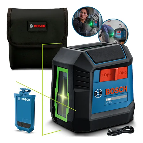 Kit Bosch Nível A Laser Verde Esquadro + Tripé Nível Laser