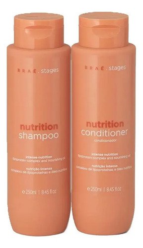 Kit Braé Stages Nutrição: Shampoo e Condicionador para Cabelos Ressecados e sem Vida