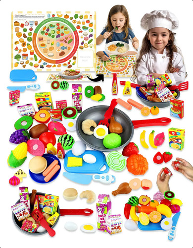 Kit brinquedo comidinha infantil frutas velcro frigideira 30