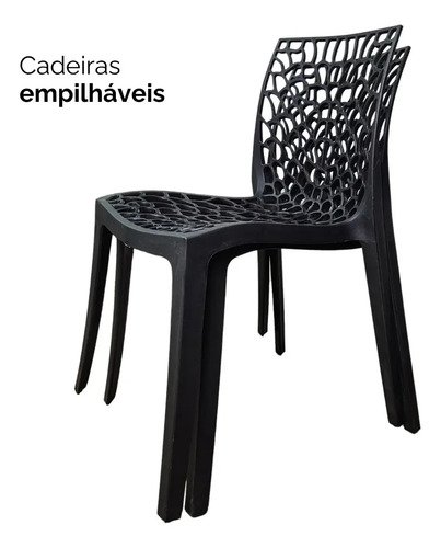 Kit C/ 10 Cadeiras Gruvyer Jantar Sala Area Gourmet Gruvyer Preto