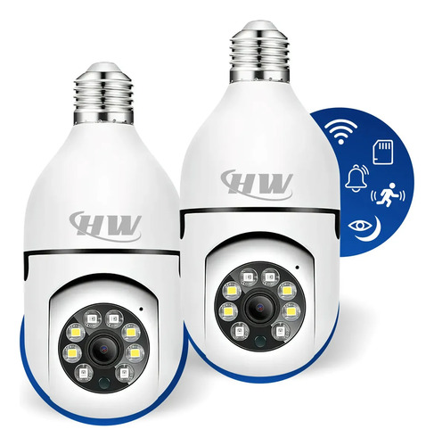 Kit c 2 cameras lampada ip wi fi 360 visao colorida audio se
