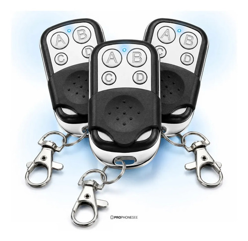 Kit c 3 controles remoto universal c 4 botoes 433mhz rf comp