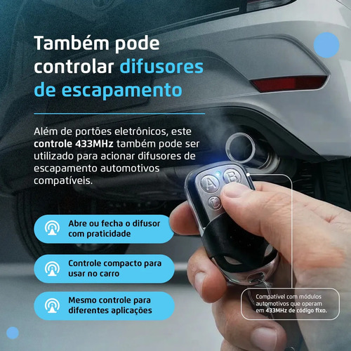 Kit C/ 3 Controles Remoto Universal C/ 4 Botões 433mhz Rf Compatível C/ Dispositivo Para Mega Controle Portão Eletrônico Automático Garagem Alarme Porta Residencial Cerca Elétrica Pro Phone See