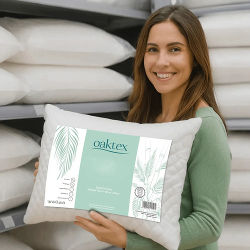Kit C/2 Travesseiros Luxo Matelado Fibra Antialérgica 50x70 Branco