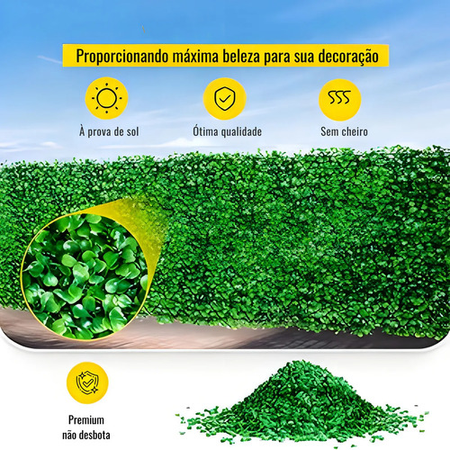 Kit C/50 Jardim Vertical Artificial Placa Buchinho 60x40cm Muro Verde Realista Premium Marca Hibo