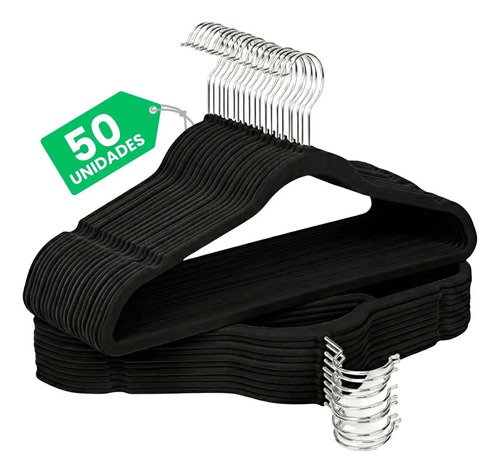Kit cabides veludo de roupa antideslizante slim adulto 50 un 1