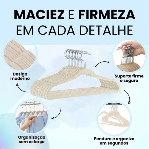 Kit Cabides Veludo De Roupa Antideslizante Slim Adulto 50 Un