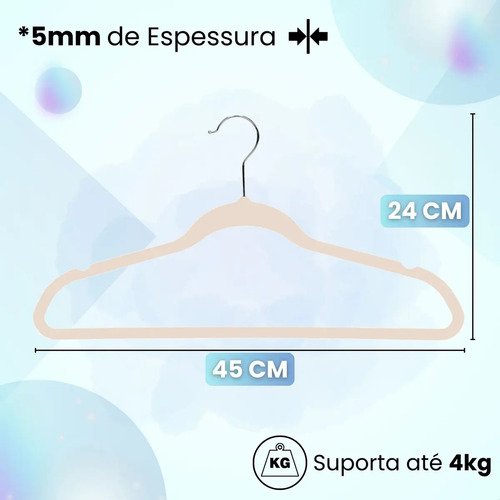 Kit Cabides Veludo De Roupa Antideslizante Slim Adulto 50 Un