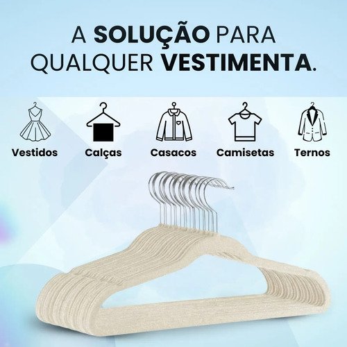 Kit Cabides Veludo De Roupa Antideslizante Slim Adulto 50 Un