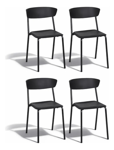 Kit cadeiras bit 4 unidades conjunto moderno empilhavel