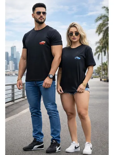 Kit Camiseta Casal Streetwear Carros Mcqueen + Sally