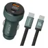 Kit carregador veicular turbo 60w tipoc automotivo usb carro 1