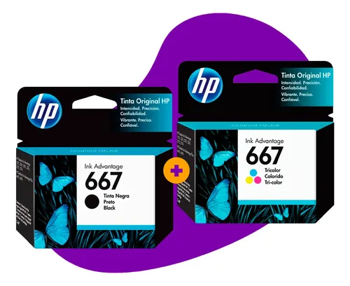 Kit cartuchos hp 667 preto color 2374 a 2376 2775 2776 6475