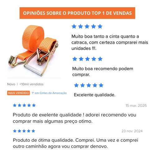 Kit Catraca E Cinta 9m 50mm Gancho J 5 Ton Caminhão