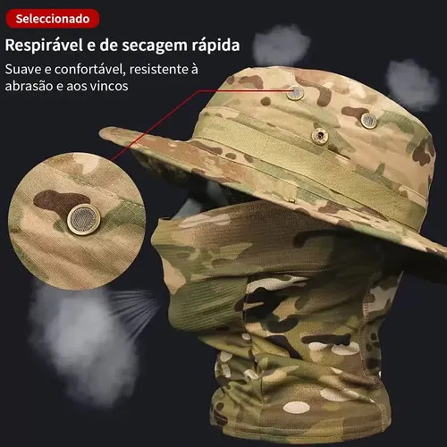 Kit Chapéu Boonie Balaclava Uv Dobrável Pesca Moto Camping