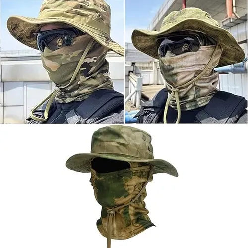 Kit Chapéu Boonie Balaclava Uv Dobrável Pesca Moto Camping