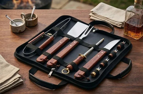 Kit churrasco 360 de aco inoxidavel com 10 pecas 1
