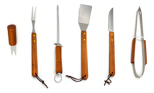 Kit Churrasco 360 De Aço Inoxidável Com 10 Peças