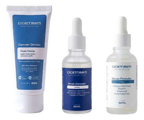 Kit clareamento 1 clareador 1 serum clareador 1 firmador