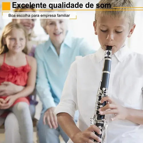 Kit Clarinete Si Bemol Bb 17 Chaves Estojo Case Luxo Preto