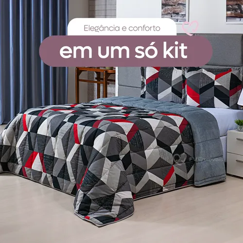 Kit Coberta Casal Queen Edredom 3 Peças Dupla Face 400 Fios