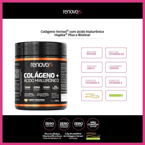 Kit Colágeno Hidrolisado Verisol Ácido Hialurônico Renova Be