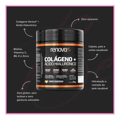 Kit Colágeno Hidrolisado Verisol Ácido Hialurônico Renova Be