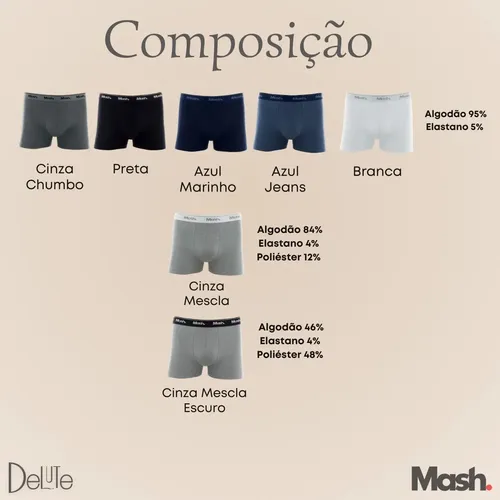 Kit Com 10 Cuecas Boxer Algodão Cotton Masculina Adulto Mash