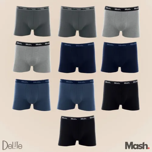 Kit Com 10 Cuecas Boxer Algodão Cotton Masculina Adulto Mash