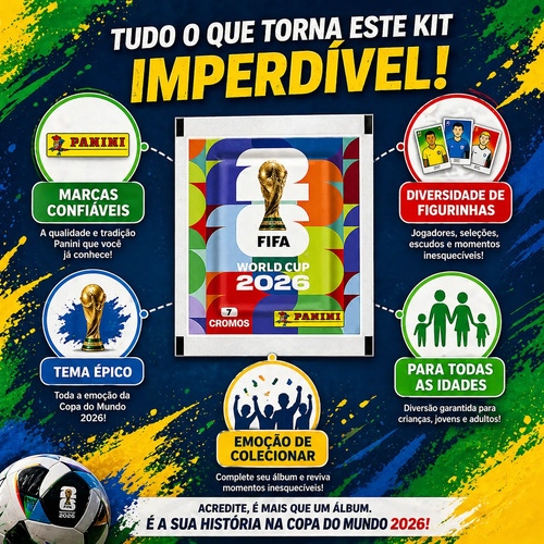 Kit Com 10 Envelopes 3o Lote 70 Cromos Copa Do Mundo Fifa 26