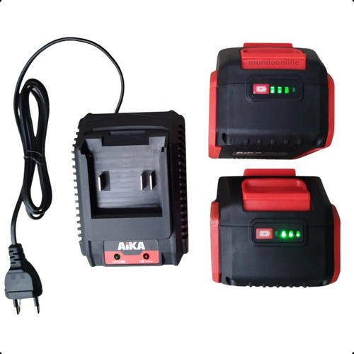 Kit Com 2 Baterias Lithium 4.0ah Carregador Bivolt Aika Mz