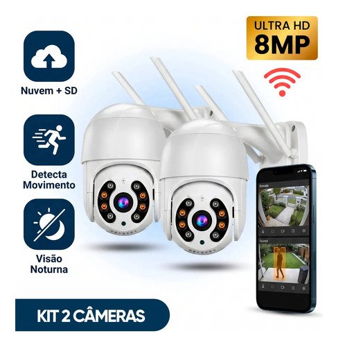 Kit com 2 cameras de seguranca ip wifi a8 full hd icsee ptz