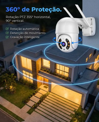 Kit Com 2 Câmeras De Segurança Ip Wifi A8 Full Hd Icsee Ptz 355° Com Visão Noturna Áudio Bidirecional Ip66 Monitoramento Remoto Para Celular Android E iPhone