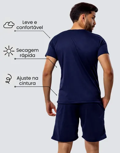 Kit Com 3 Conjuntos Academia Masculino Dry Fit Shorts+camisa