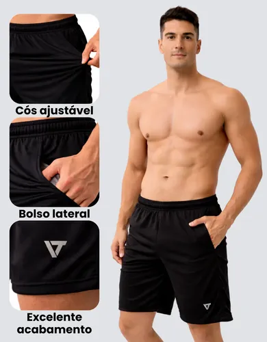 Kit Com 3 Conjuntos Academia Masculino Dry Fit Shorts+camisa