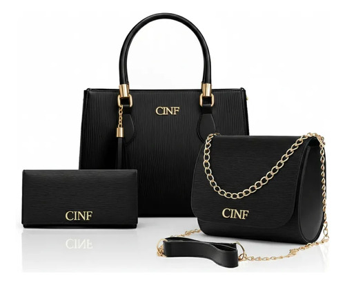 Kit com 3 pecas bolsas feminina transversal media tira colo