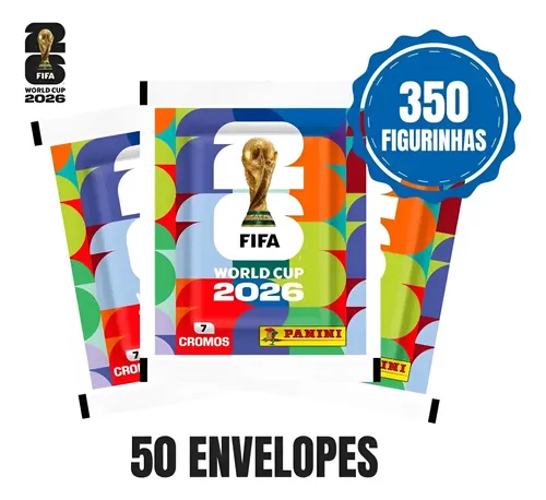 Kit com 350 figurinhas da copa do mundo 2026 50 envelopes