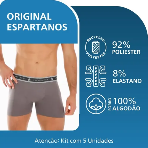 Kit Com 5 Cuecas Boxer Masculina Microfibra Original
