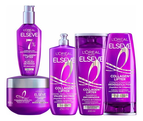 Kit completo elseve collagen lifter 5 produtos loreal paris
