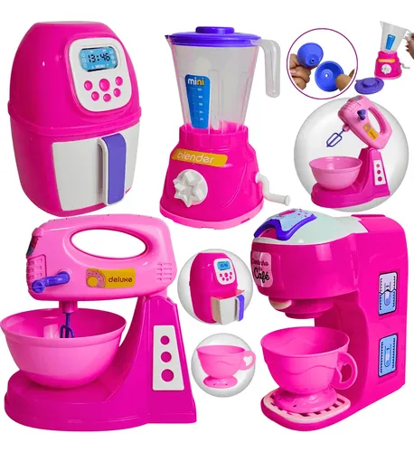 Kit cozinha brinquedo infantil 8pcs eletrodomesticos potes