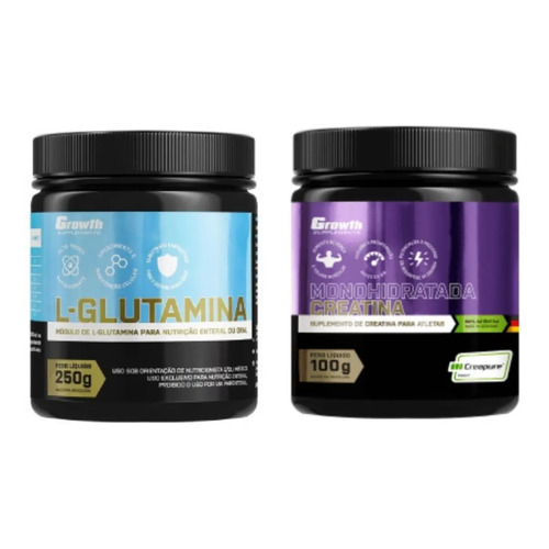 Kit creatina creapure 100g glutamina 250g growth sabor nat 1