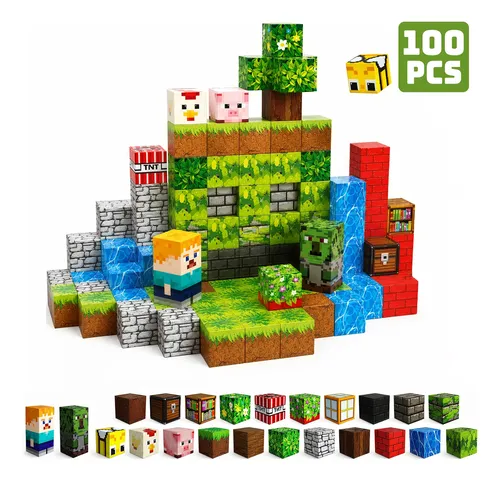Kit de blocos de montar magneticos infantil 100 ou 200 pecas