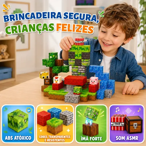 Kit De Blocos De Montar Magnéticos Infantil 100 Ou 200 Peças